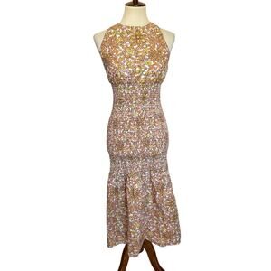 J. CREW Smocked cross-back dress in medallion floral